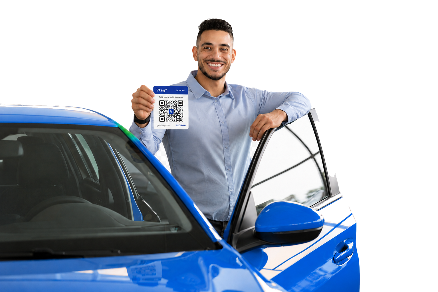 Man holding Vtag QR
